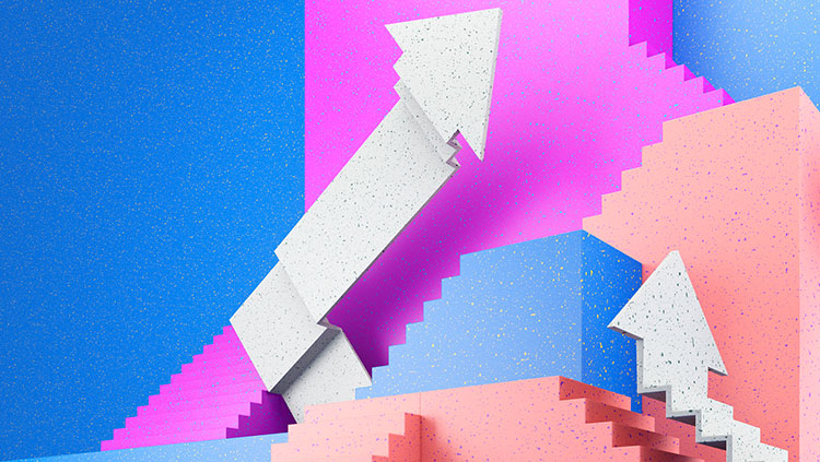 Steps arrows pointing up business growth