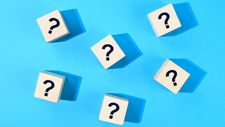 Blue background with question mark blocks