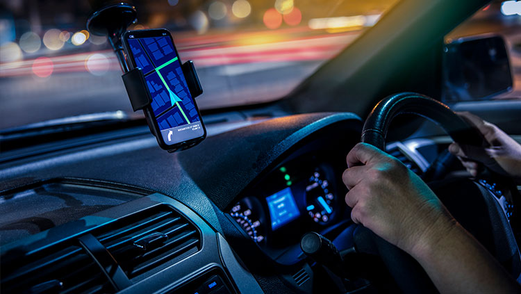 Car driver phone navigation directions
