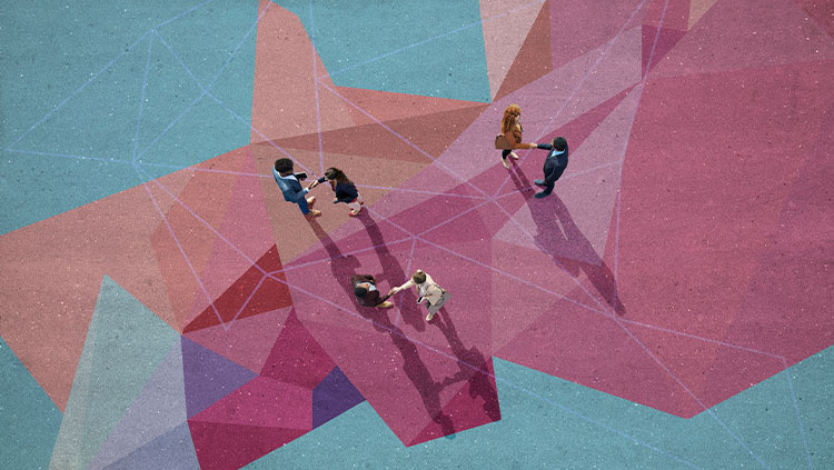 Groups of people shaking hands