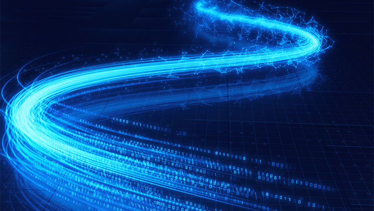 Blue data lines navy background