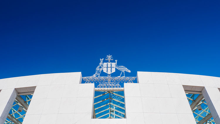 Blue sky parliament house canberra