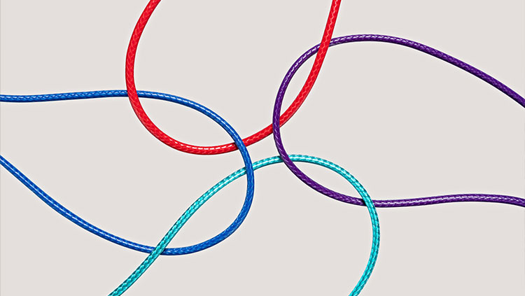 Coloured cord looped together