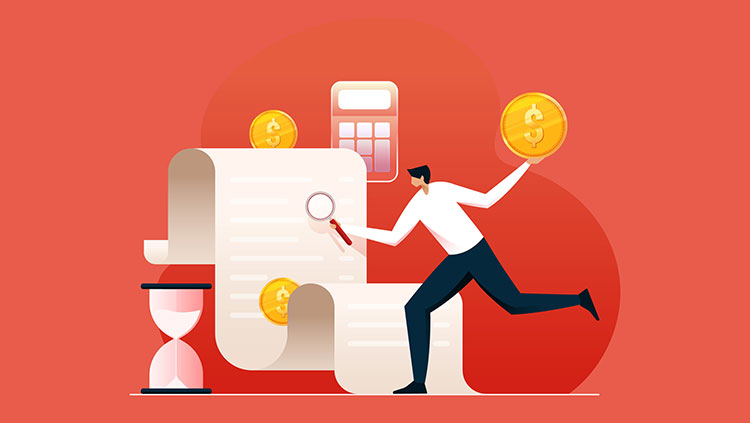 Illustration person money time papers