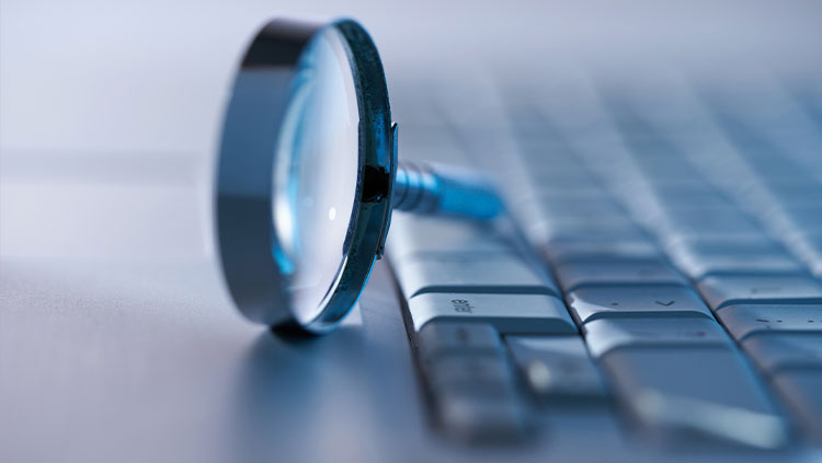 Keyboard magnifying glass on side