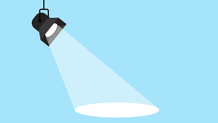 Light shining spotlight on ground