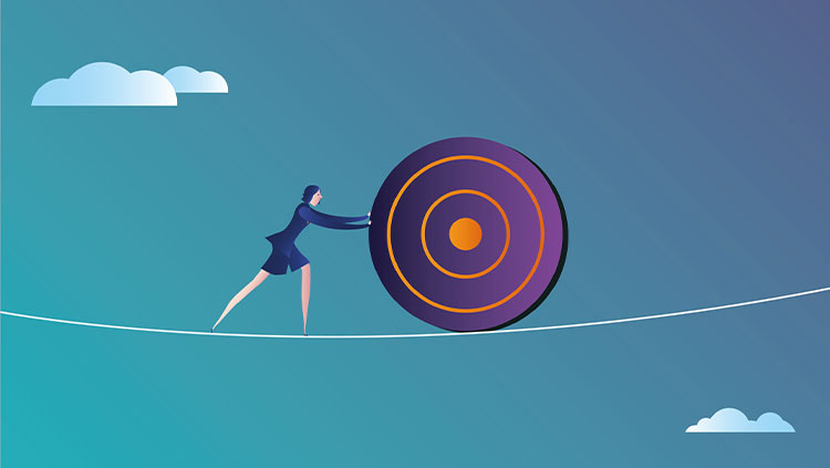 Person pushing target on tightrope