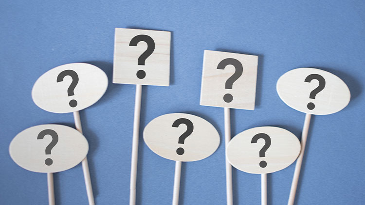 Question mark symbols wooden blocks
