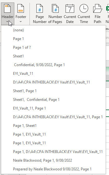 Excel screen shot