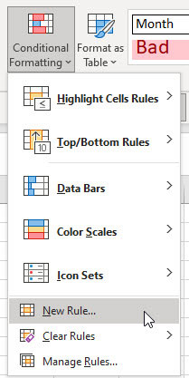 Excel screen shot