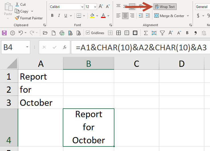 Excel screen shot