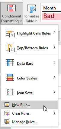 Excel screenshot