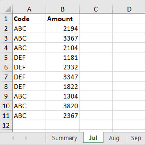 Excel screenshot
