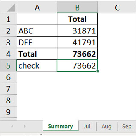 Excel screenshot