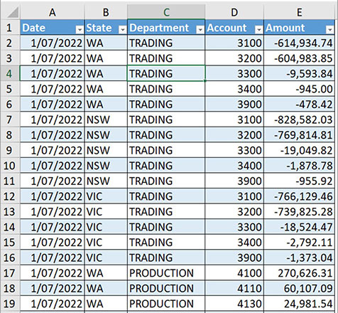Excel screenshot