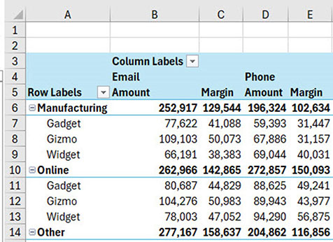 Excel screenshot