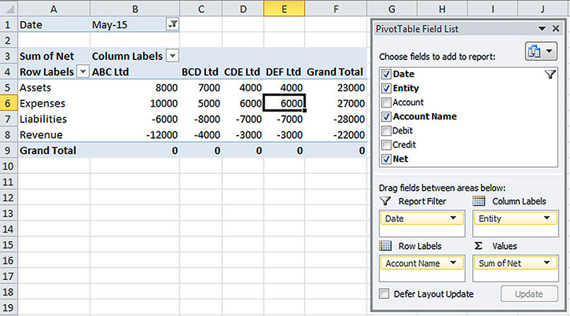 Excel screenshot