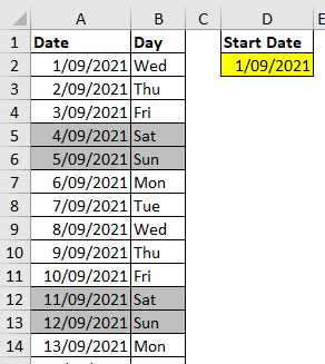 Excel screenshot