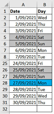 Excel screenshot