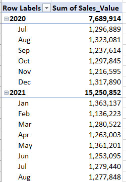 Excel screenshot