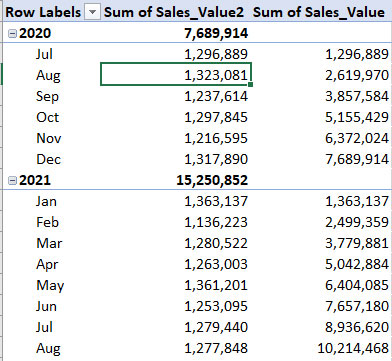 Excel screenshot