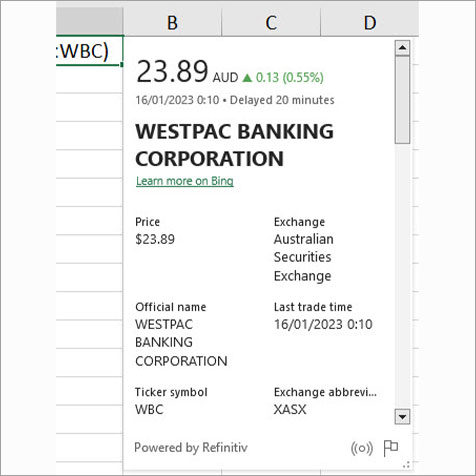 Excel screenshot