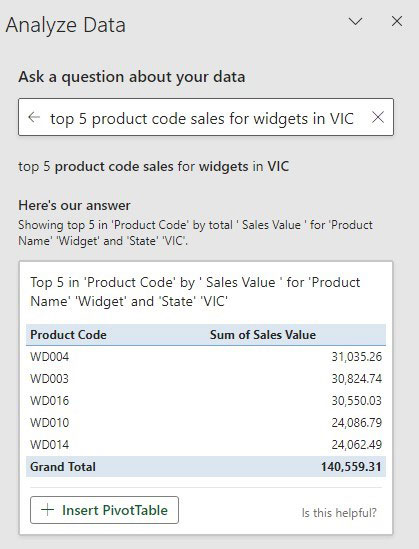 Excel screenshot