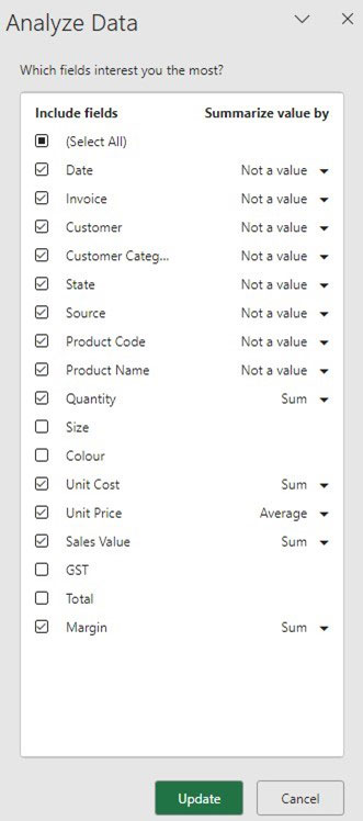 Excel screenshot