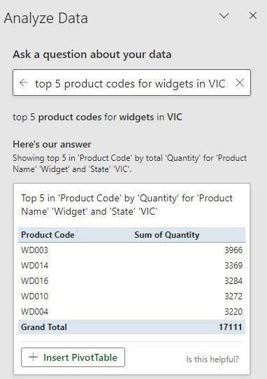Excel screenshot