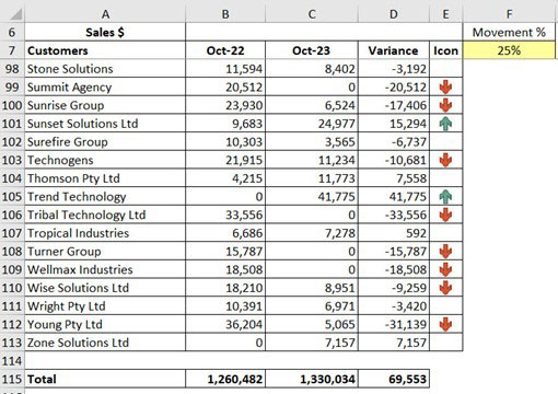 Excel screenshot