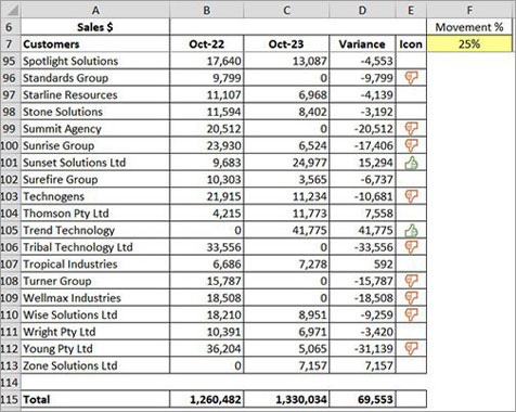 Excel screenshot