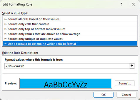 Excel screenshot