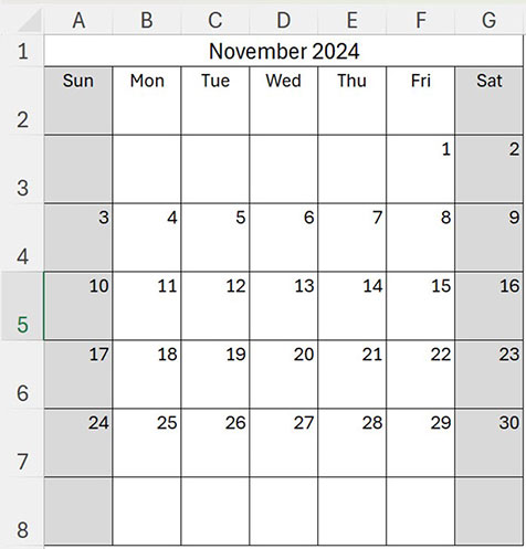 Excel screenshot