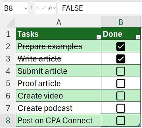 Excel screenshot