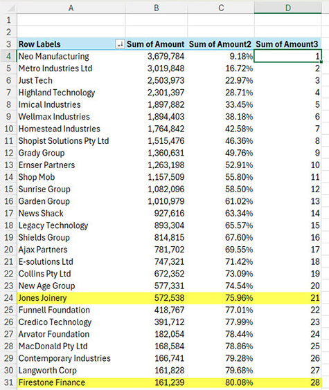 Excel screenshot