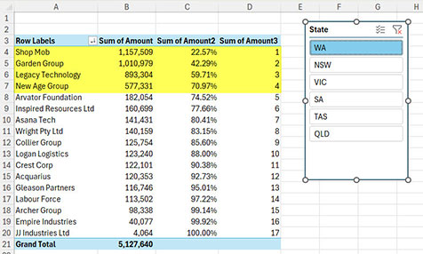 Excel screenshot