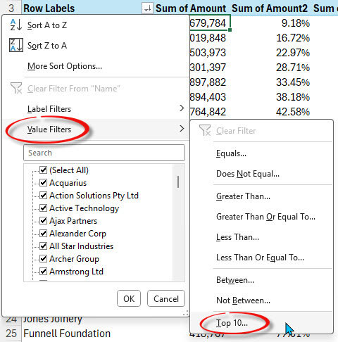 Excel screenshot