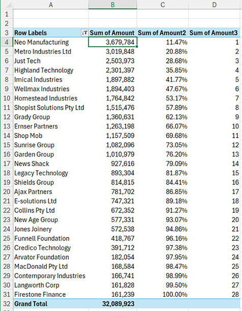 Excel screenshot