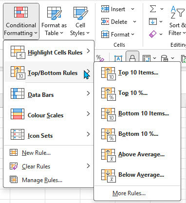 Excel screenshot