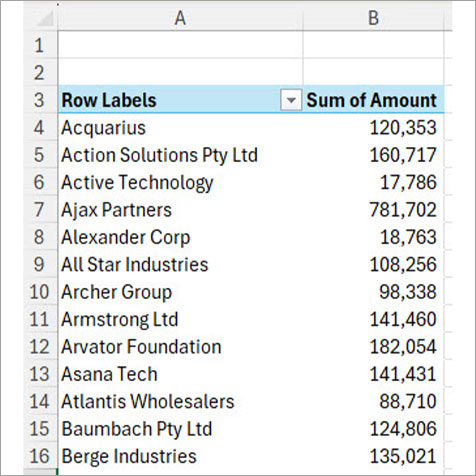Excel screenshot