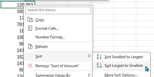Excel screenshot