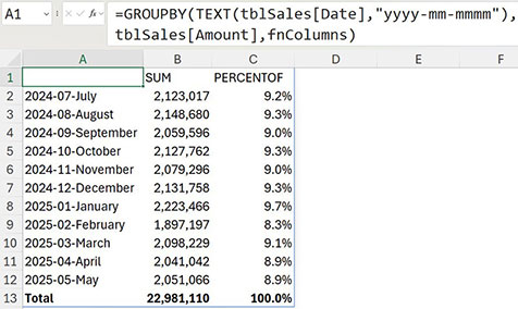 Excel screenshot