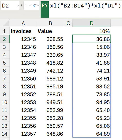 Excel screenshot