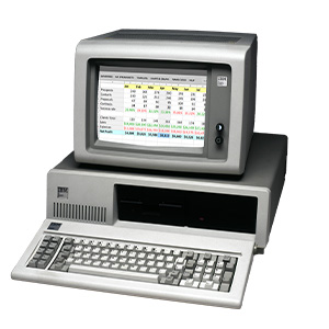 Retro computer with Microsoft Excel on screen