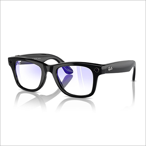a pair of ray ban glasses with clear glass and black rims