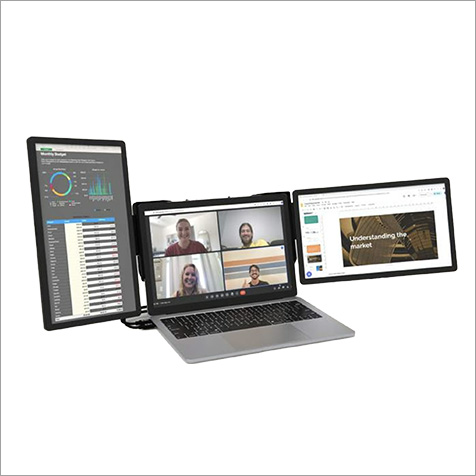 Laptop with two screen extenders on side